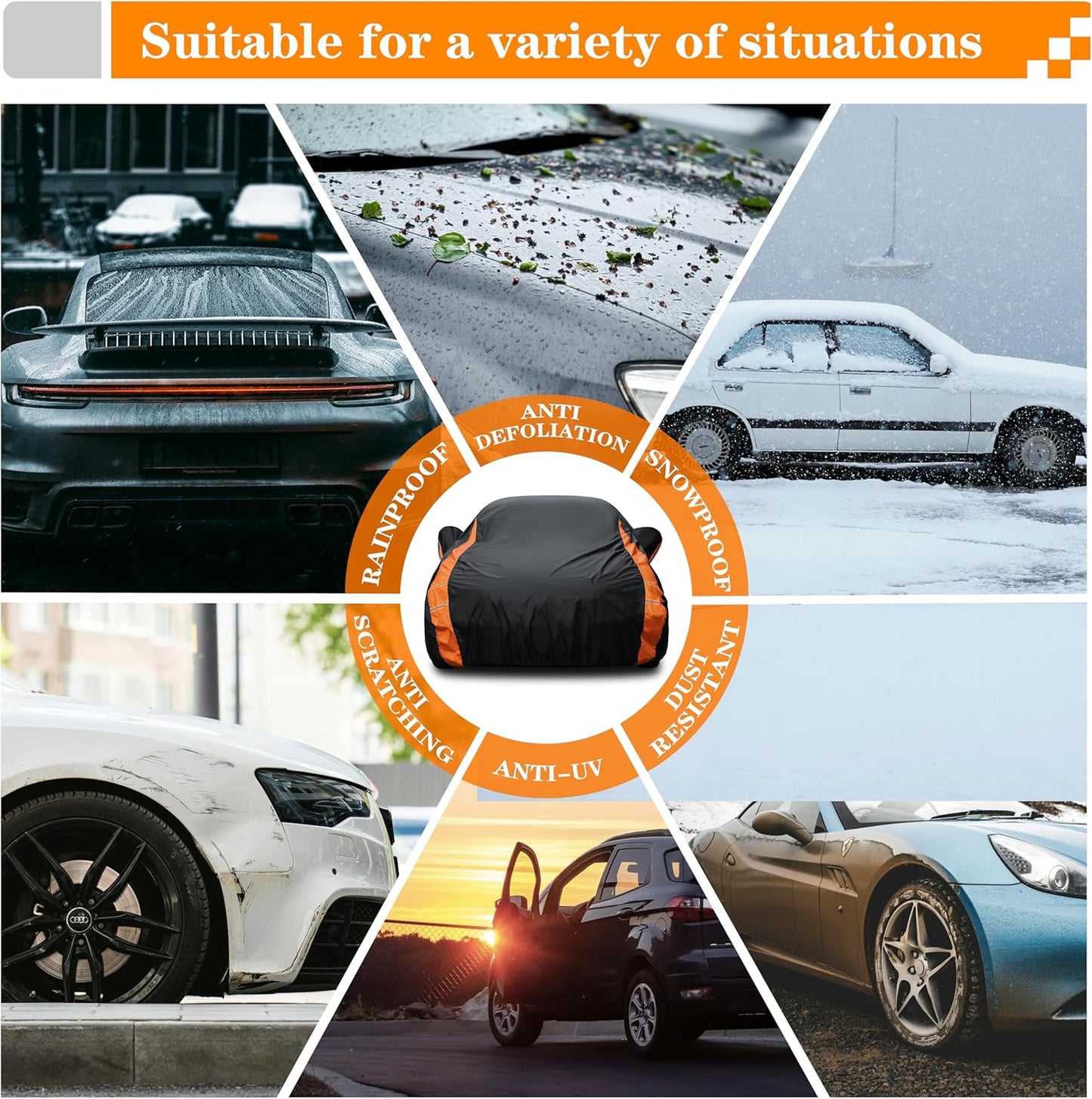in Full Exterior Sedan Car Cover All Weather, Waterproof，UV Resistant, Dustproof, and Snowproof Fit Toyota,Camry,Tesla Model 3,Honda Accord,Nissan Altima,Kia K5 etc.Size A4