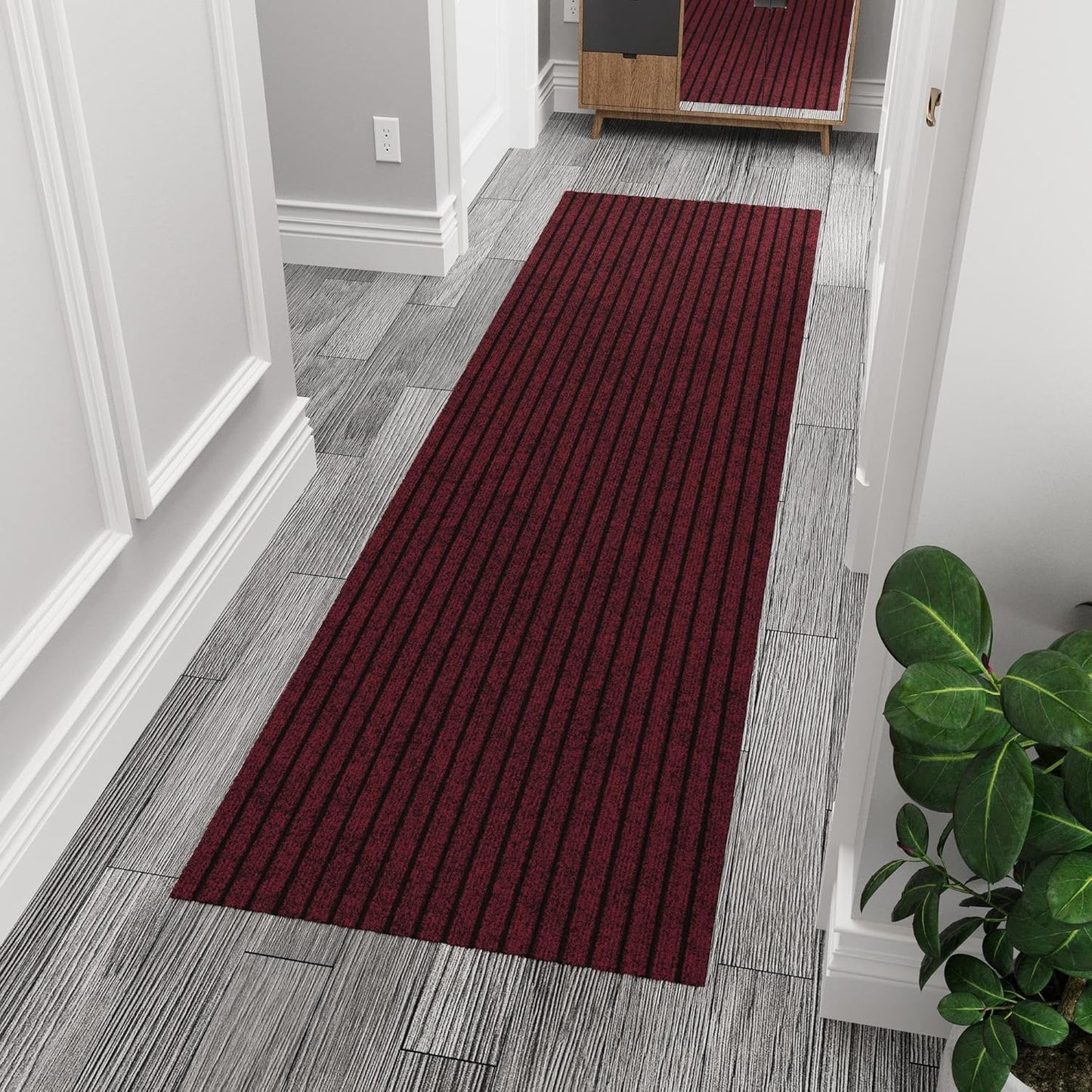 Ottomanson 2' x 7' Hallway Runner with Scraper Pile - Extra Durable Non-Slip Rug Mat for Indoor & Outdoor Use - Ideal for Kitchen, Entryway, Patio & Garage - High-Traffic Carpet, Red
