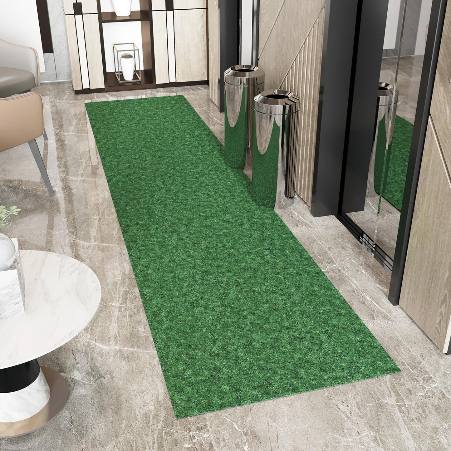 Ottomanson 2' x 14' Hallway Runner with Scraper Pile Extra Durable Non-Slip Rug Mat for Indoor & Outdoor Use - Ideal for Kitchen, Entryway, Patio & Garage - High-Traffic Carpet, Green